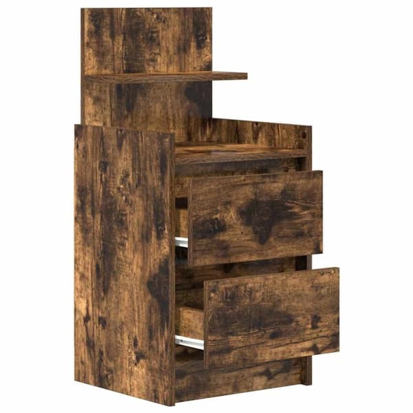vidaXL Sängbord med 2 lådor 2 st rökt ek 38x34x80 cm