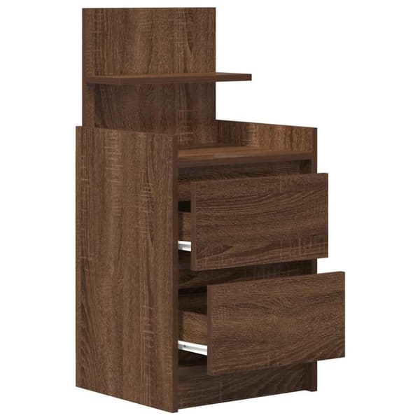 vidaXL Sängbord med 2 lådor 2 st brun ek 38x34x80 cm