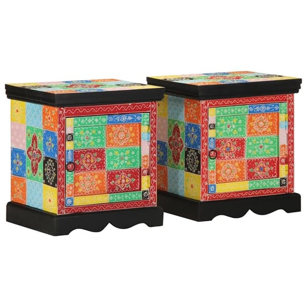 vidaXL sengeskabe 2 stk 40x35x45 cm massivt mangotræ flerfarvet