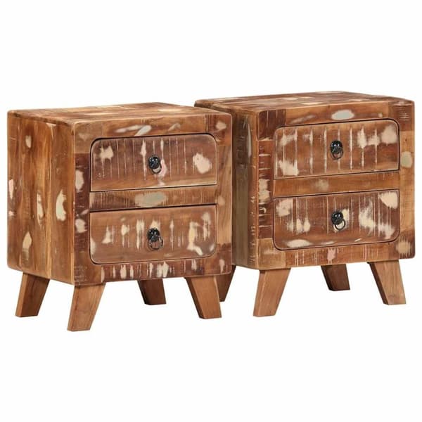vidaXL yöpöytäkaappi 2 kpl 40x32x46 cm massiivipuu kierrätetty