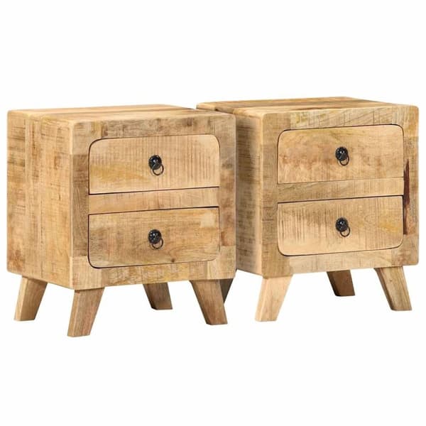 vidaXL sengeborde 2 stk. 40x32x46 cm massivt ru mangotræ
