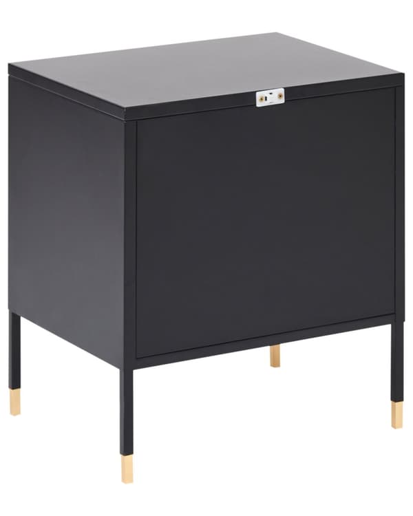 Nattbord Svart Stål 50 x 45 x 35 cm Meshdør Møbel med oppbevaring Soverom Industrielt Retro