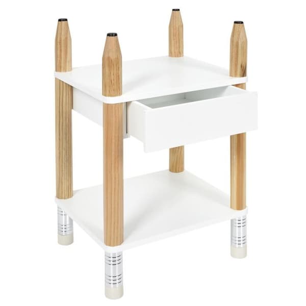 Barnsängbord "crayon" 51cm Vit &amp; Beige - Paris Prix