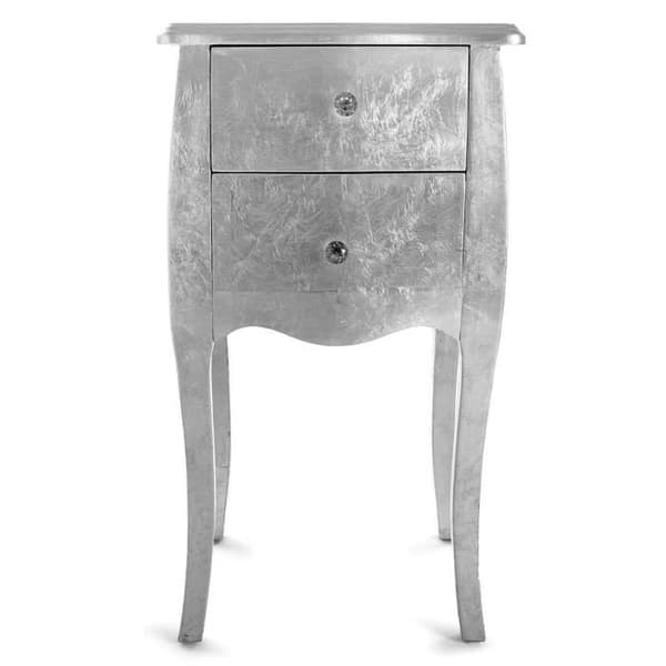Cagliari Sängbord - 71 x 35 x 40 cm - Sidobord med 2 trälådor - Silver - Versa
