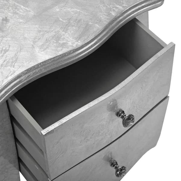 Cagliari Sängbord - 71 x 35 x 40 cm - Sidobord med 2 trälådor - Silver - Versa
