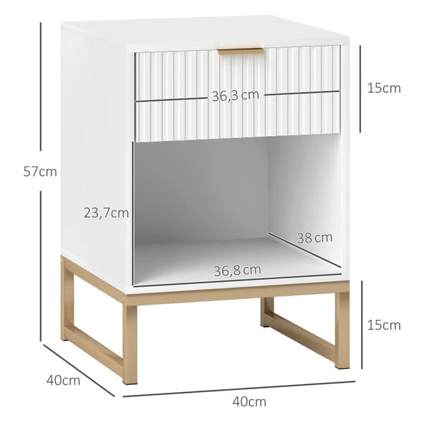 Rootzin sängyn pöytä laatikolla - yöpöytä - sivupöytä - runsaasti säilytystilaa - 40L x 40W x 57H cm