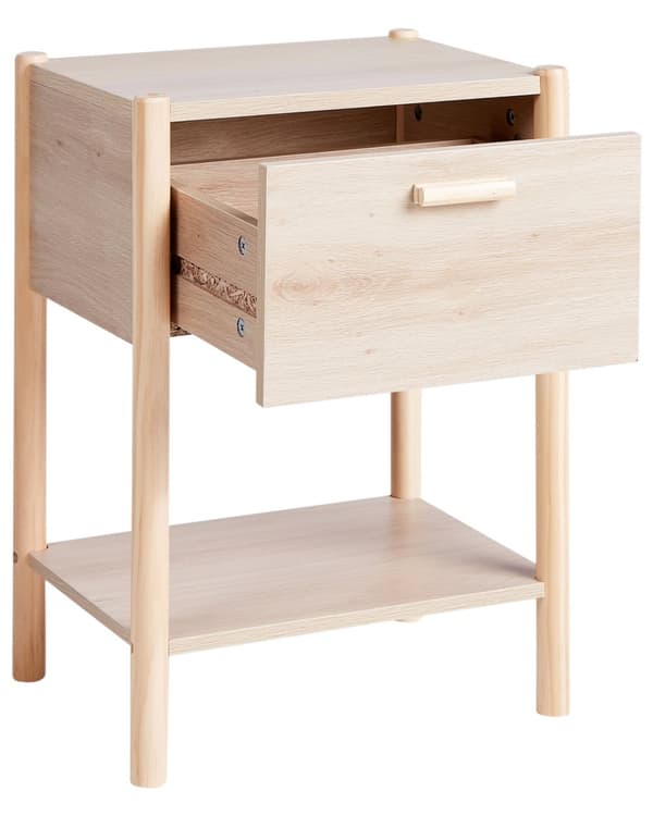 Sengebord Lyst træ MDF Fyrreben 1 Opbevaringsskuffe 1 Hylde Skandinavisk Moderne Design Soveværelse