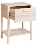 Miniatyrbillede 4 af 9: Sengebord Lyst træ MDF Fyrreben 1 Opbevaringsskuffe 1 Hylde Skandinavisk Moderne Design Soveværelse