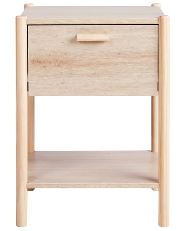 Sengebord Lyst træ MDF Fyrreben 1 Opbevaringsskuffe 1 Hylde Skandinavisk Moderne Design Soveværelse