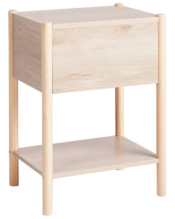 Sengebord Lyst træ MDF Fyrreben 1 Opbevaringsskuffe 1 Hylde Skandinavisk Moderne Design Soveværelse