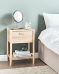 Miniatyrbillede 2 af 9: Sengebord Lyst træ MDF Fyrreben 1 Opbevaringsskuffe 1 Hylde Skandinavisk Moderne Design Soveværelse