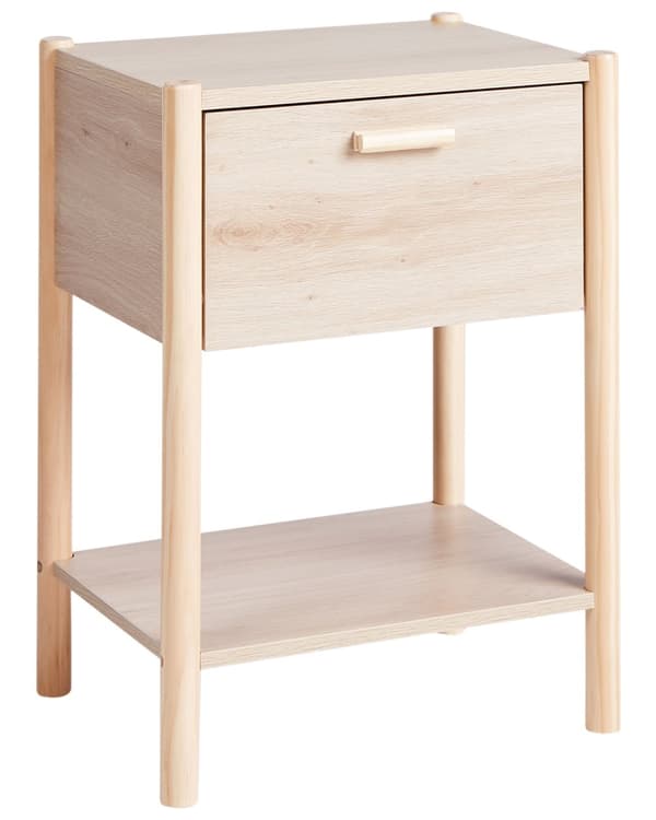 Sengebord Lyst træ MDF Fyrreben 1 Opbevaringsskuffe 1 Hylde Skandinavisk Moderne Design Soveværelse