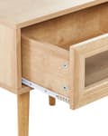 Miniatyrbilde 7 av 9: Sengebord Lysebrun Sponplate Bein i Furu 1 Oppbevaringsskuff med Glassdører Minimalistisk Stil