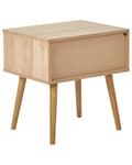 Miniatyrbillede 6 af 9: Natbord lyst træ spånplade fyrretræ ben 1 skuffe glasdør opbevaring minimalistisk stil