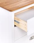 Miniatyrbilde 7 av 8: Nattbord Hvit og lyst tre 2 skuffer Retro Stil Design til Soverom