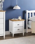 Miniatyrbilde 2 av 8: Nattbord Hvit og lyst tre 2 skuffer Retro Stil Design til Soverom