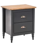 Miniatyrbilde 1 av 9: Nattbord i Svart og Lysebrun med 2 Skuffer Retro Stil Design til Barnerom