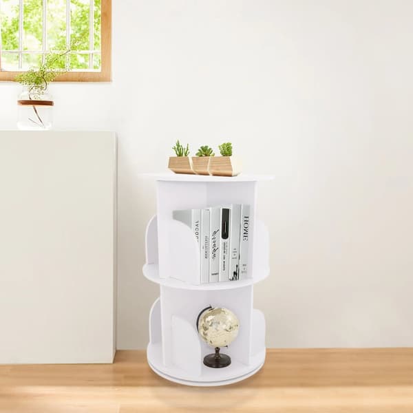 360° Rotationsbokhylla, Hållbart PVC-material, 50 kg Lastkapacitet, Gott om förvaringsutrymme
