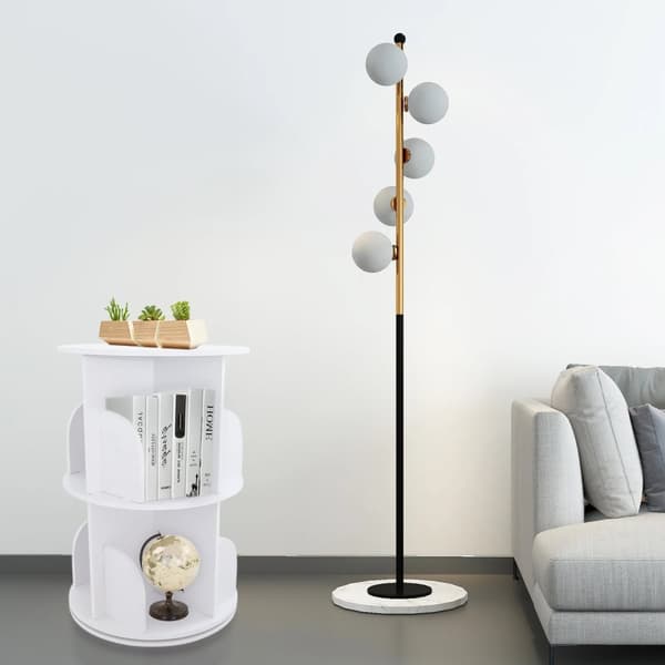 360° Rotationsbokhylla, Hållbart PVC-material, 50 kg Lastkapacitet, Gott om förvaringsutrymme