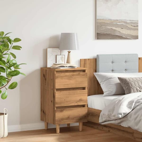 vidaXL Sängbord artisan ek 40x35x69 cm konstruerat trä