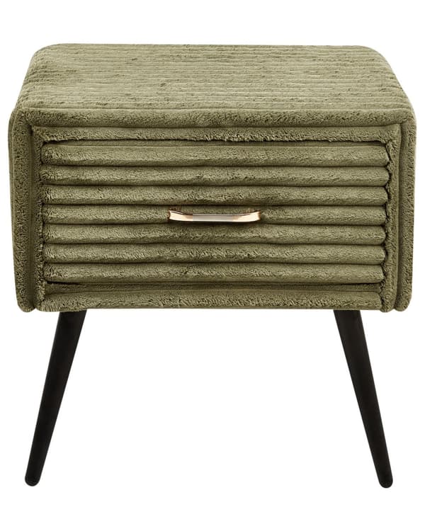 Nattbord Grønn Kordfløyel 1 Skuff Moderne design Soverom Oppbevaring Småbord