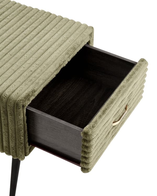 Nattbord Grønn Kordfløyel 1 Skuff Moderne design Soverom Oppbevaring Småbord