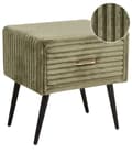 Miniatyrbilde 1 av 11: Nattbord Grønn Kordfløyel 1 Skuff Moderne design Soverom Oppbevaring Småbord