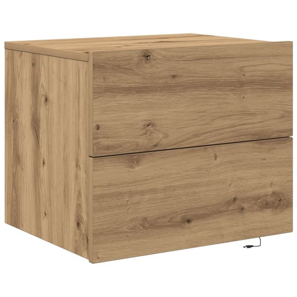 vidaXL Väggmonterat Sängbord Artisan ek Massiv ek Medium Sängbord