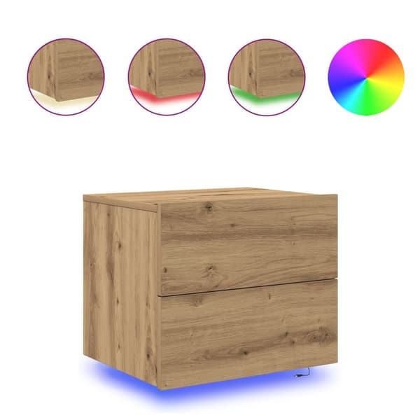vidaXL Väggmonterat Sängbord Artisan ek Massiv ek Medium Sängbord