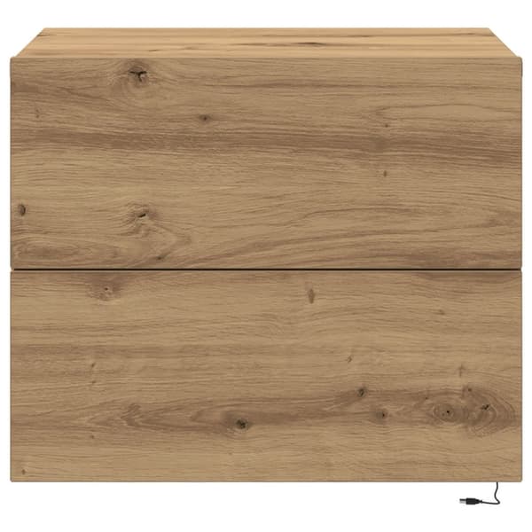 vidaXL Väggmonterat Sängbord Artisan ek Massiv ek Medium Sängbord