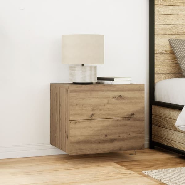 vidaXL Väggmonterat Sängbord Artisan ek Massiv ek Medium Sängbord