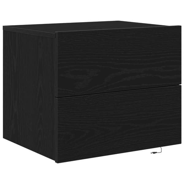 vidaXL Nattbord med LED Veggmontert Sort Eik 50x39x41 cm