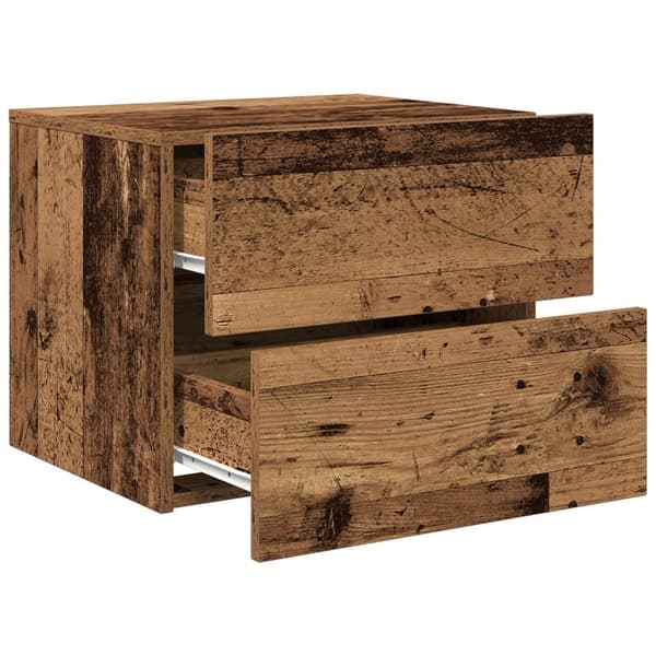 vidaXL Yöpöytä LED-valolla, Seinään asennettu vanha puu 50x39x41 cm