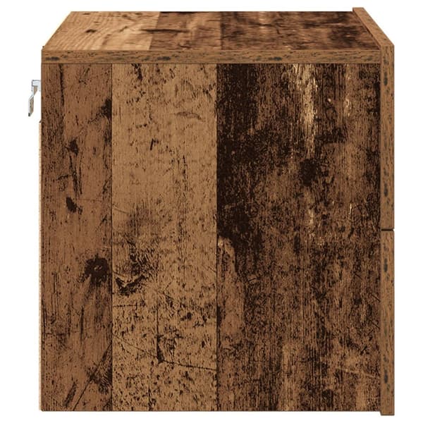 vidaXL Yöpöytä LED-valolla, Seinään asennettu vanha puu 50x39x41 cm