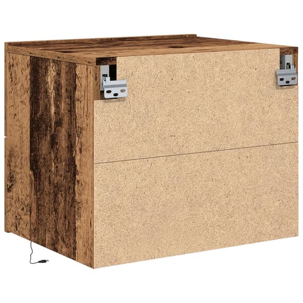 vidaXL Yöpöytä LED-valolla, Seinään asennettu vanha puu 50x39x41 cm
