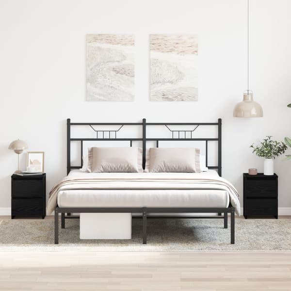 vidaXL Nattbord med skuffer 2 stk Svart Eik 30x30x40 cm