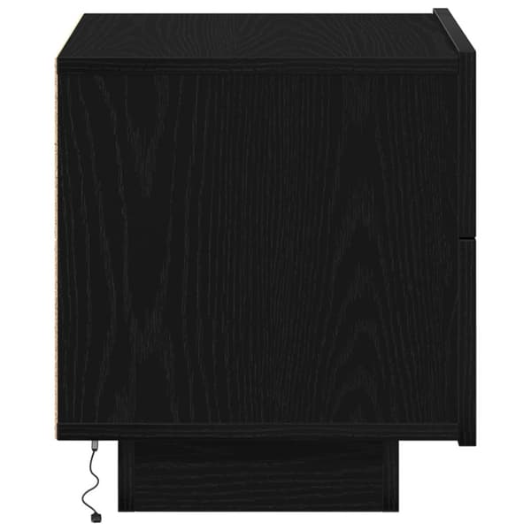 vidaXL Yöpöytä LED-valoilla Musta Tammi 100x36x49 cm
