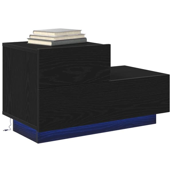 vidaXL Yöpöytä LED-valoilla Musta Tammi 100x36x49 cm
