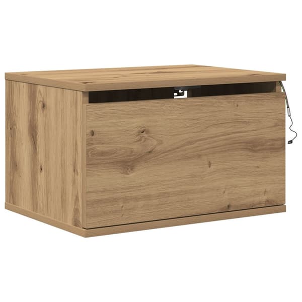 vidaXL Nattbord med LED Veggmontert Artisan Eik 50x36x30 cm