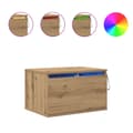 Miniatyrbilde 5 av 11: vidaXL Nattbord med LED Veggmontert Artisan Eik 50x36x30 cm