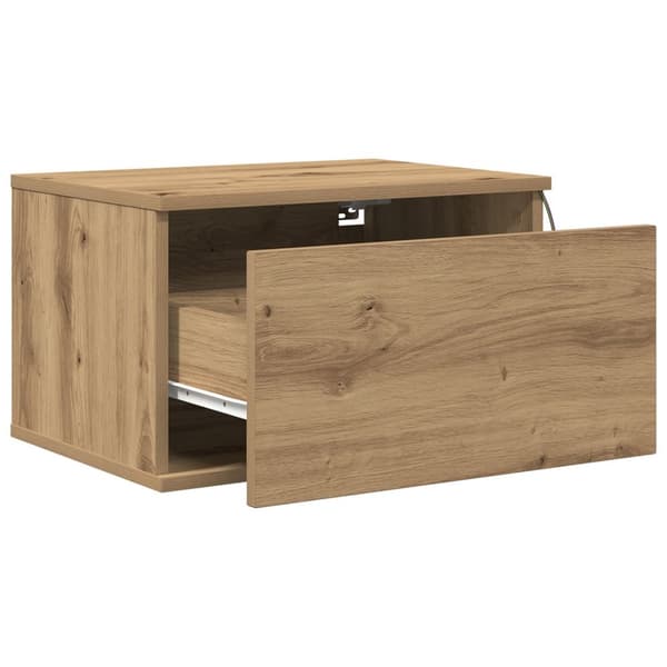 vidaXL Nattbord med LED Veggmontert Artisan Eik 50x36x30 cm