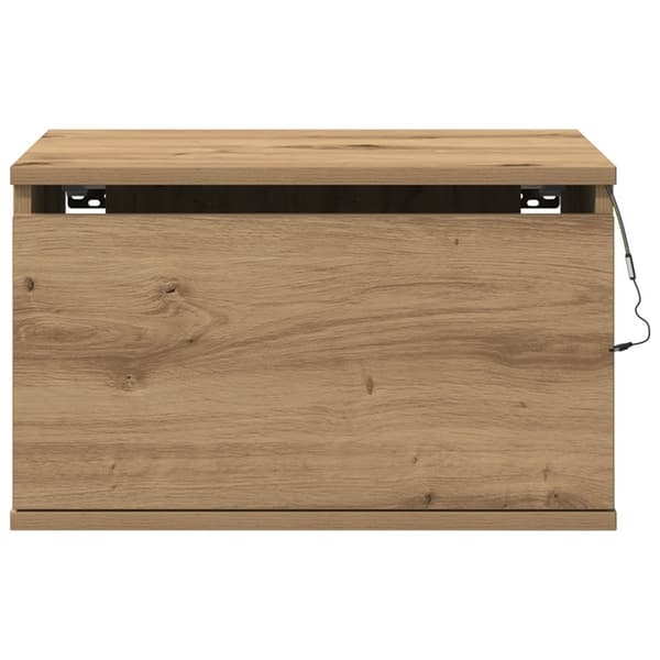 vidaXL Nattbord med LED Veggmontert Artisan Eik 50x36x30 cm