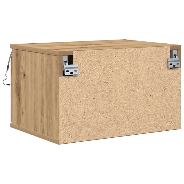 vidaXL Nattbord med LED Veggmontert Artisan Eik 50x36x30 cm