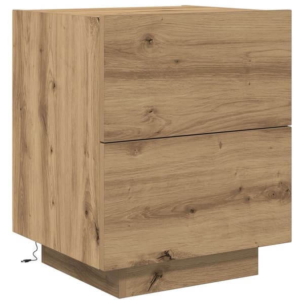 vidaXL Yöpöytä LED-valoilla Artisan Tammi 45x40x55 cm