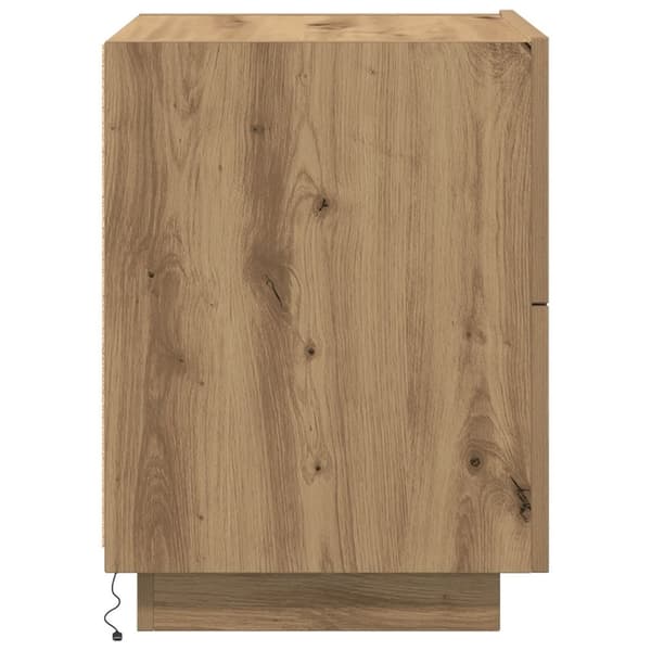 vidaXL Yöpöytä LED-valoilla Artisan Tammi 45x40x55 cm