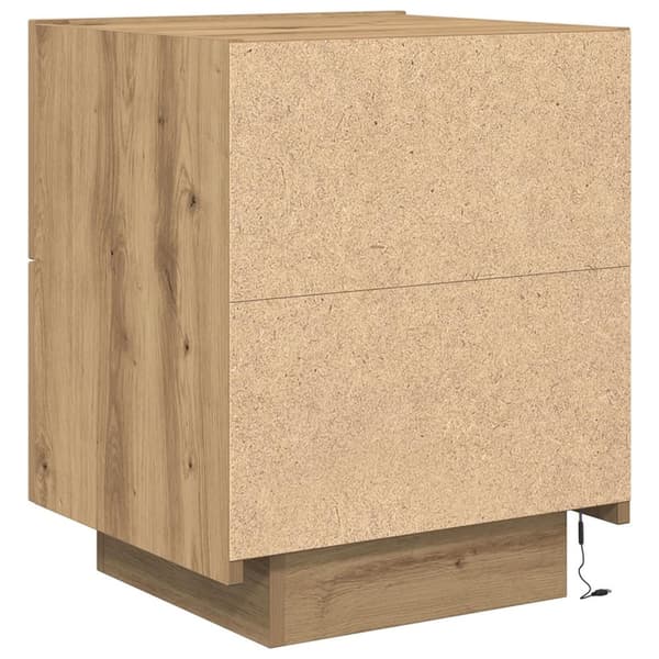 vidaXL Yöpöytä LED-valoilla Artisan Tammi 45x40x55 cm