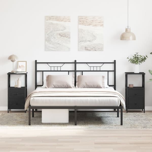 vidaXL Nattbord 2 stk Svart Eik 34x35,5x70 cm Konstruert Tre