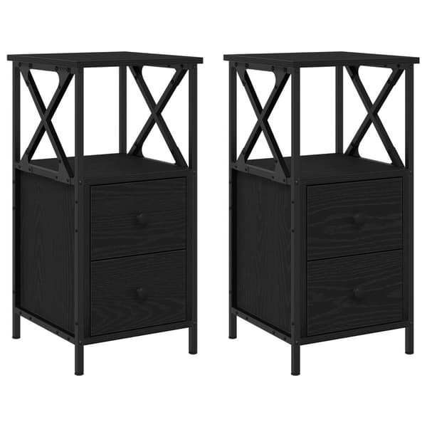 vidaXL Nattbord 2 stk Svart Eik 34x35,5x70 cm Konstruert Tre