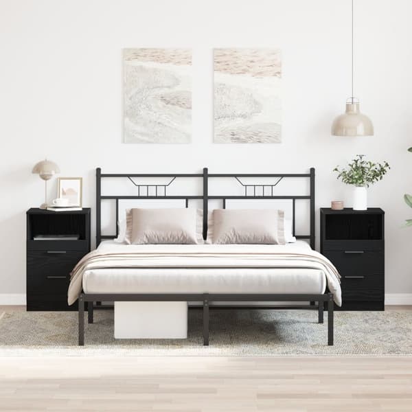 vidaXL Yöpöydät 2 kpl Musta Tammi 40x35x65 cm Tekninen puu