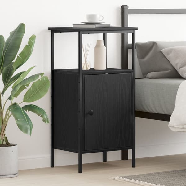 vidaXL Nattbord Svart Eik 41x31x80 cm Konstruert Tre